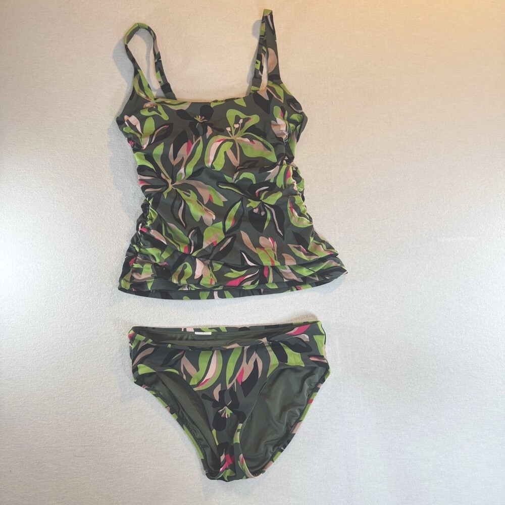 Athleta Tahitian Bra Cup Tankini Top SIZE 38 B/C Tropical Print High Neck Tank